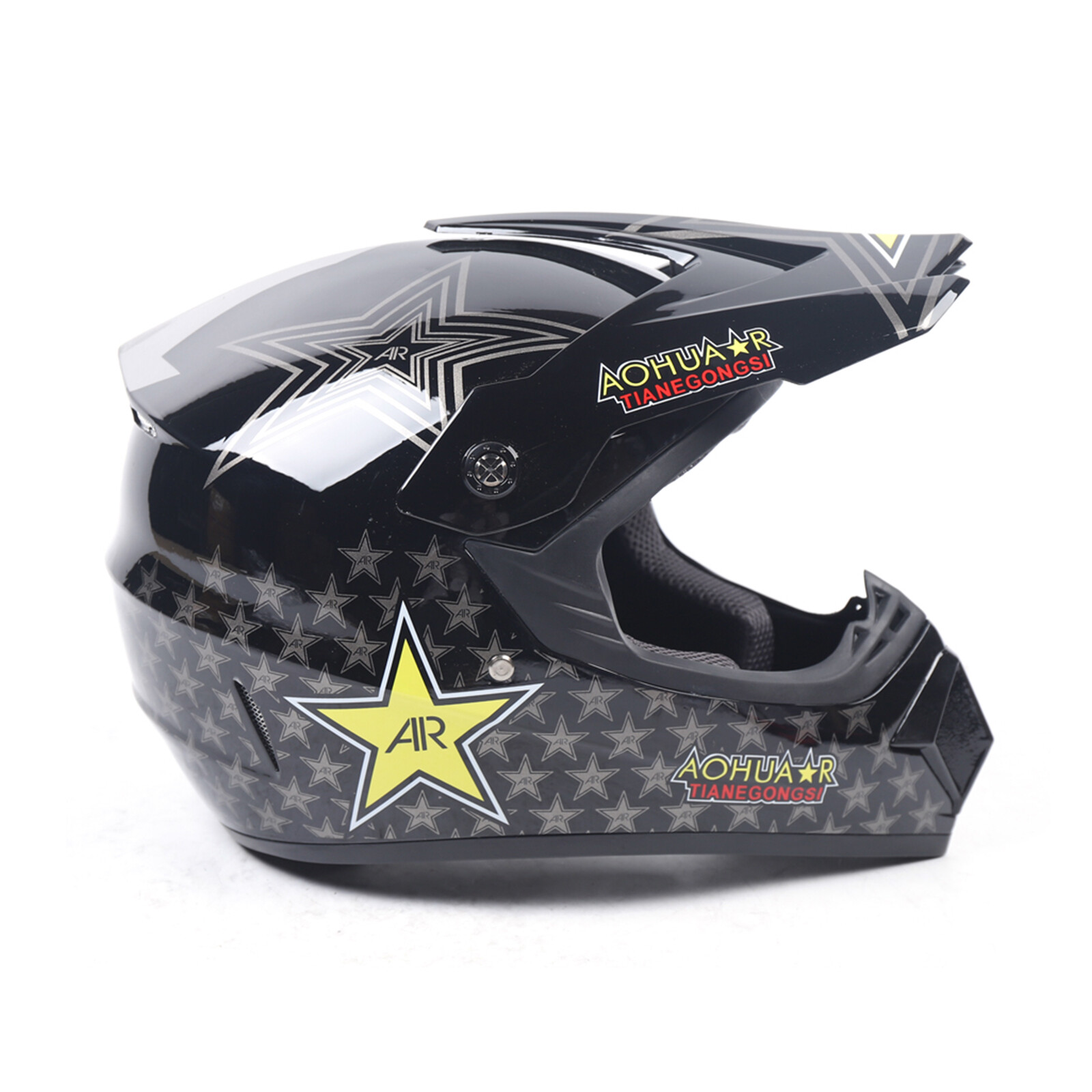 Motorcycle Helmet Set with Goggles & Gloves, Black, ATV Motocross Dirt Bike Off-Road Helmet for 22.44-22.83in Head Circumference
