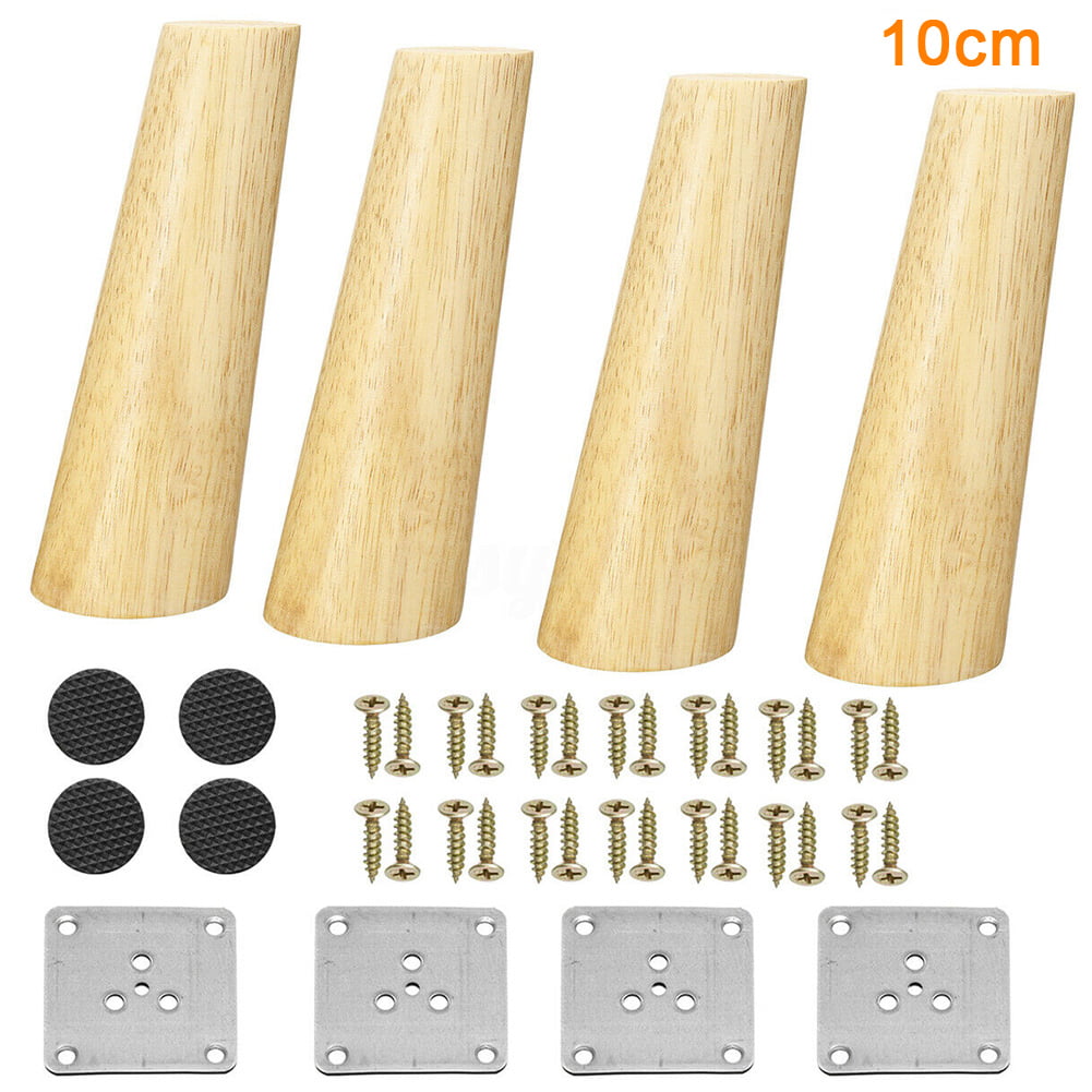 4 PCS Trapezoid Solid Wooden Sofa Legs Couch Feet Replace 12CM High 