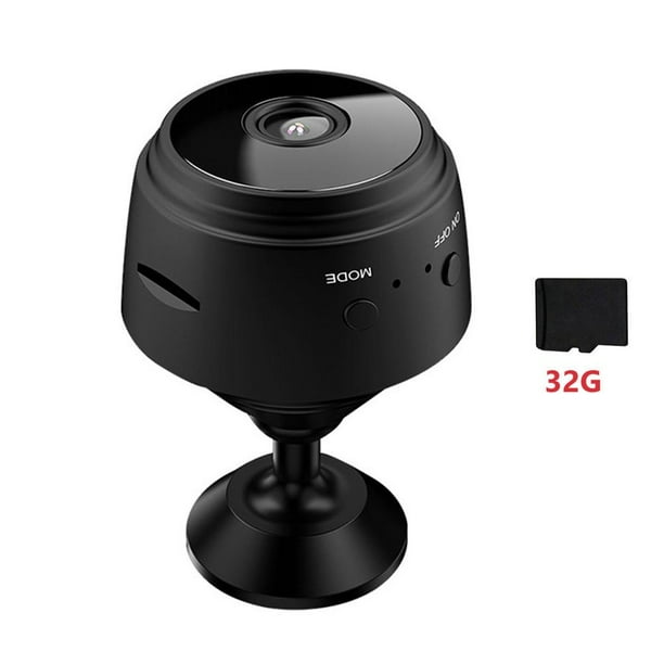 WiFi Cámara IP Detección de movimiento Visión nocturna 1080P Mini videocámaras (negro 32 GB)