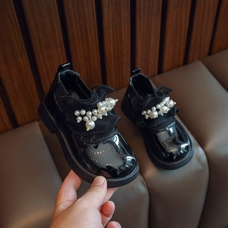 

Cathalem Girl Espadrille Shoes Girls Low Heel Shoes PU Dress Shoes Casual Shoes For Wedding Big Kid Size 4 Shoes Black 9.5 Years