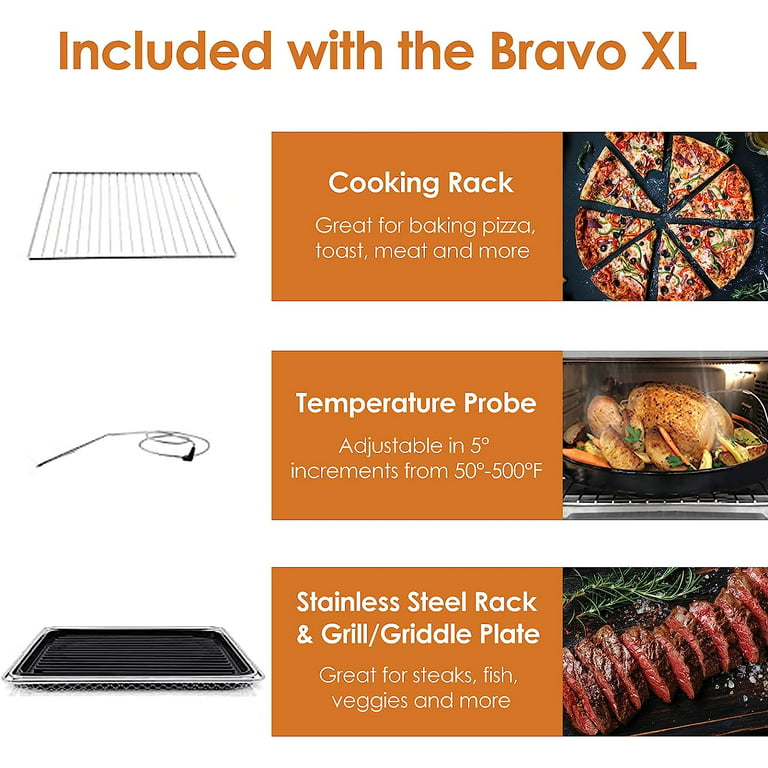 Nuwave Bravo XL Air Fryer Toaster Smart Oven, 12-in-1 Countertop  Grill/Griddle Combo, 30-Qt Capacity, 50F-500F adjustable in precise 5F  increments.
