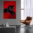 thumbnail image 4 of Mudket Black Panther on Red Sofa Red Background Canvas Wall Art, Moody Luxury Wildlife Cool Posters Print Waterproof Canvas for Office Man Cave Home Decor , Framed Ready to Hang - 12"L x 8"W, 4 of 9