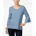thumbnail image 1 of Style Co Petite Crochet-Trim Lantern-Sl Blue Fog, Size PXS, 1 of 1