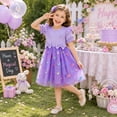 thumbnail image 4 of IPIO Toddler Girls Butterfly Mesh Dress, Princess Birthday Dress with Puff Sleeves for Summer Party, Everyday Wear 2t purple, 4 of 7