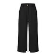 thumbnail image 5 of FENGGHAO Women's Casual Pants Front Style Back Elastic Waist Wide Leg Crop Pants Loose Fit 7/8 Length Trousers For & Daily Wear, 5 of 6
