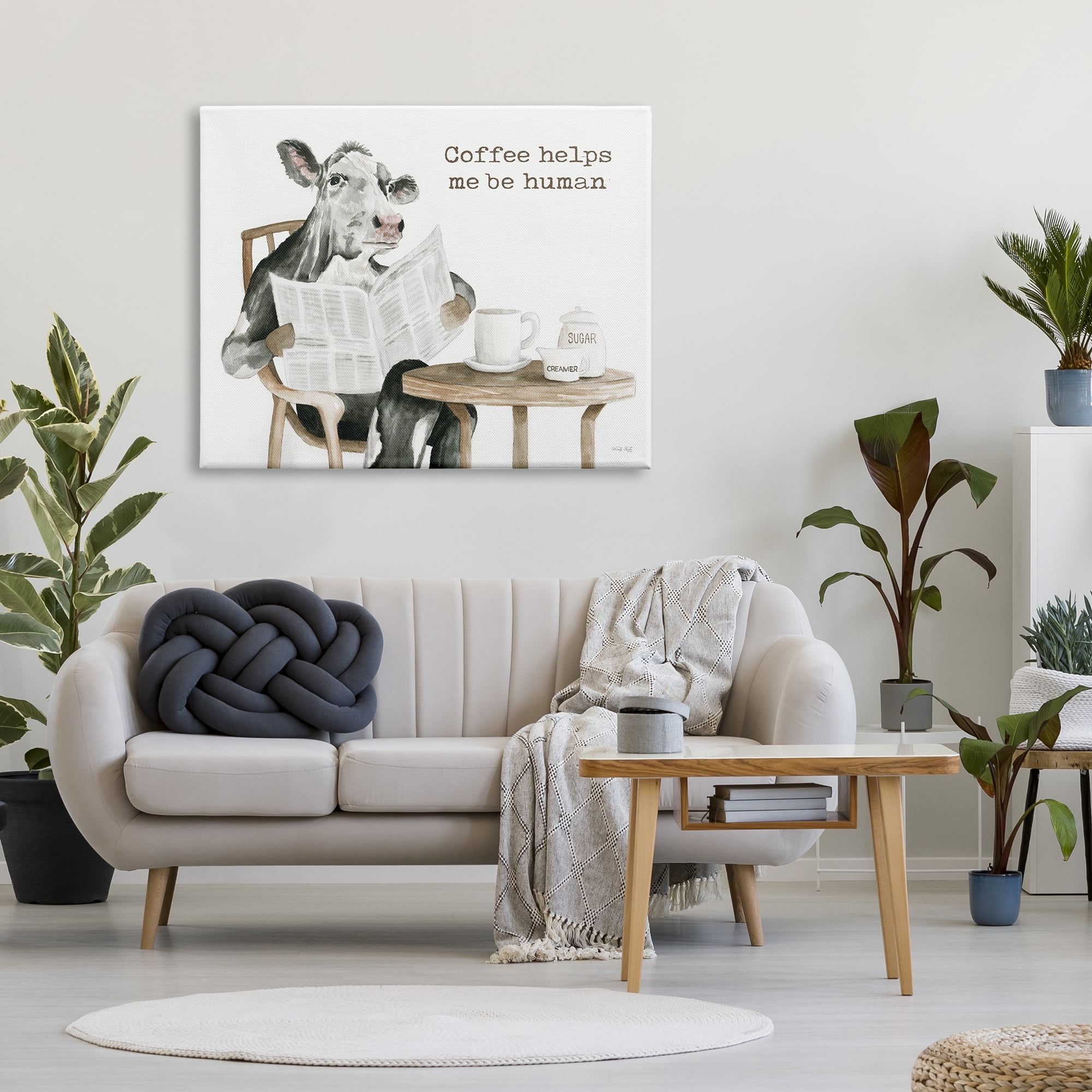 Stupell Industries Funny Morning Coffee Phrase Animals & Insects Painting Gallery Wrapped Canvas Print Wall Art, 48 x 36