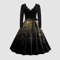thumbnail image 2 of SZXZYGS Robes Midi pour Femmes Robes Formelles Fluides pour Femmes Robe de Fête Col en V Robe à Manches Longues Robe de Cocktail Robe Trapèze Évasée Robes de Soirée 2024, 2 of 3