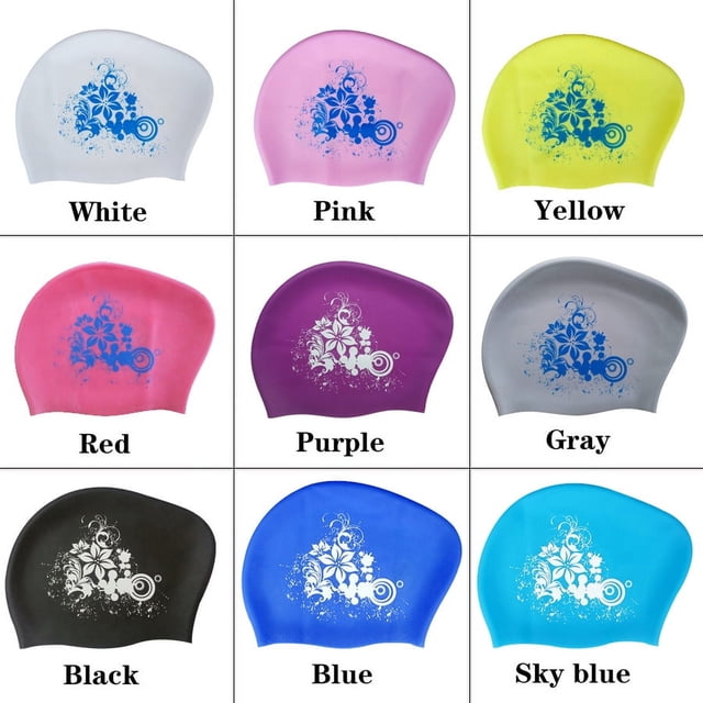 Protect Your Hair and Look Stylish with this 1pc Flower Print Silicone Swimming Cap!