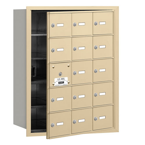 4B+ Horizontal Mailbox (Includes Master Commercial Lock) - 15 A Doors (14 usable) - Sandstone - Front Loading - Private Access