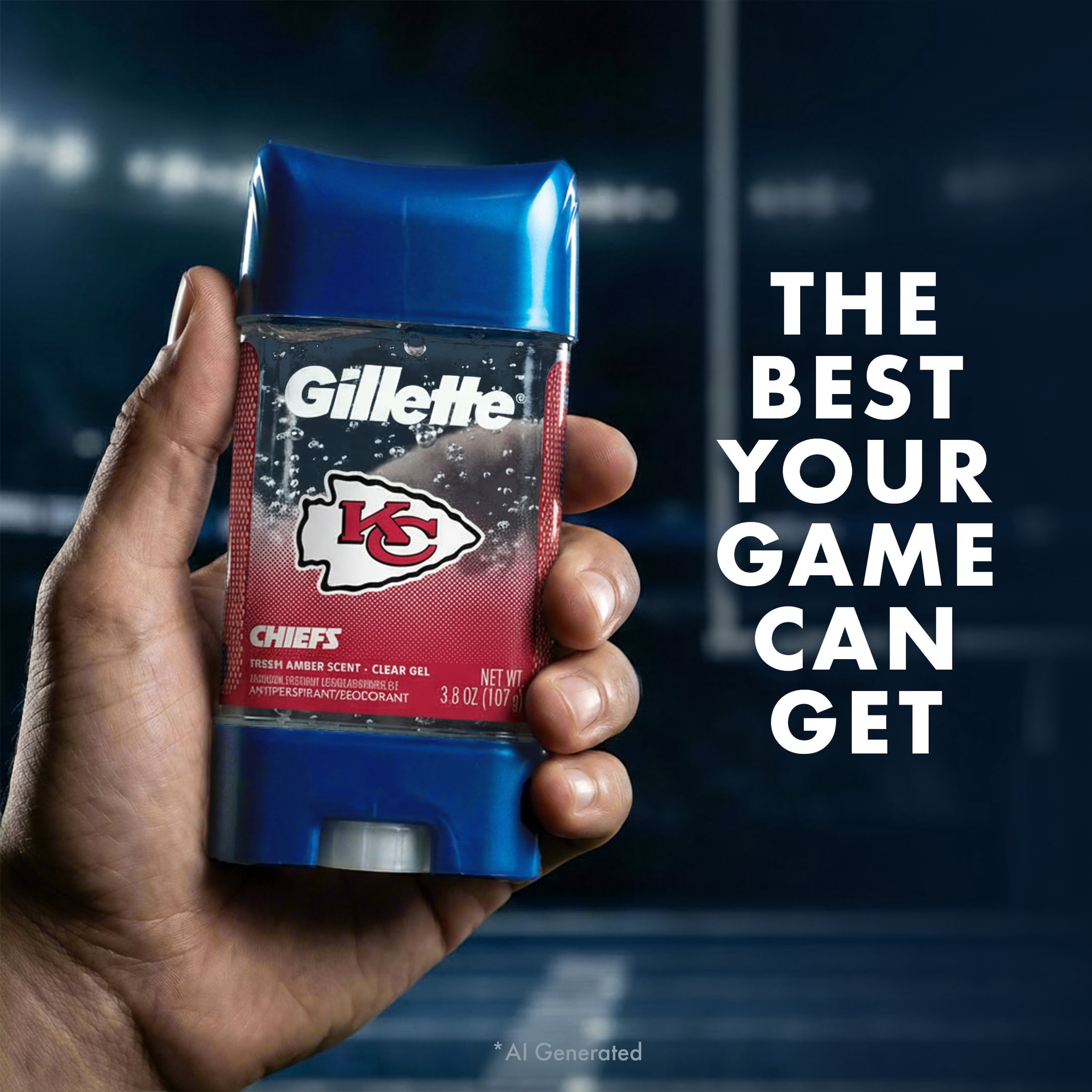 Gillette Kansas City Chiefs Clear Gel Antiperspirant and Deodorant for Men Fresh Amber Scent 3.8oz