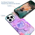 thumbnail image 4 of Allytechgroup Ultra Slim Case for iPhone 15 Pro wth Fashion Marble Pattern, Foldable Ring Kickstand Magnetic Cover Support Wireless Charging Full Body Protection Shockproof Case - Purple, 4 of 6