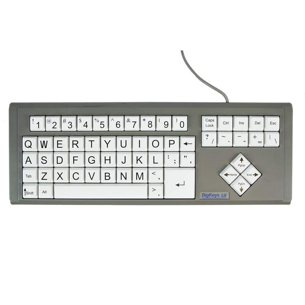 BigKeys LX White, QWERTY Large Print Computer Keyboard USB