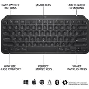 Logitech MX Keys Mini Minimalist Wireless Illuminated Keyboard, Compact, Bluetooth, Backlit, USB-C, Metal Build, Black