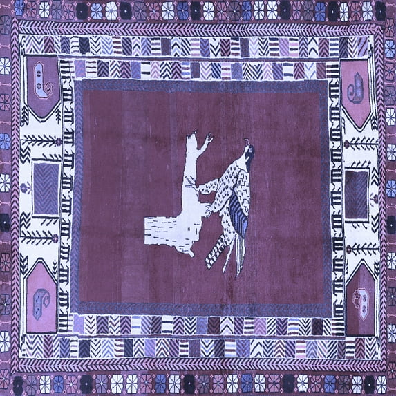 Ahgly Company Indoor Square Persian Blue Traditional Area Rugs, 7' Square