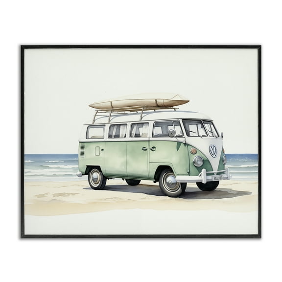 Stupell Industries Tropical Summertime Ride Nautical & Beach Painting Black Framed Art Print Wall Art, 14 x 11