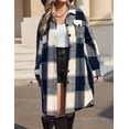 thumbnail image 6 of Zeagoo Womens Plus Size Flannel Plaid Button Down Shirts Long Sleeve Lounge Lapel Tartan Shacket Jacket Long Coats 2025, 6 of 7