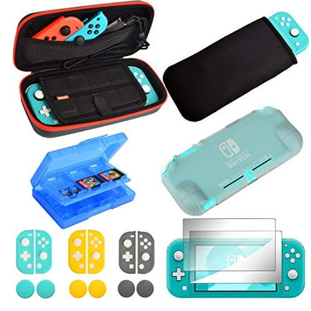 Accessories for Nintendo Switch Lite - Carry Case Soft Pouch TPU Cover Tempered Glass Screen Protector Silicone Case Game Cartridge Case for Nintendo Switch Lite