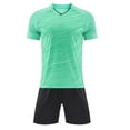 thumbnail image 5 of Vornjynx Boys Active Outfits 2 Piece Short Sleeve Crew Neck T-Shirt and Shorts Kids Summer Football Sports Activewear Green Size 13, 5 of 6