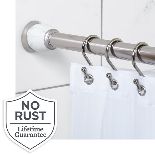 Brushed Nickel Shower Curtain Tension Rod, 43" 72", Better Homes & Gardens Easy Hang Rustproof