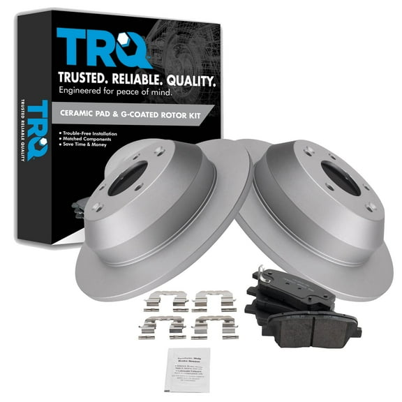 TRQ Rear Brake Pad & Rotor Kit Brake Pads Brake Rotor Ceramic Premium G-Coated Fits Select 2017-2018 Hyundai Santa Fe Santa Fe Sport 2016-2018 Kia Sorento
