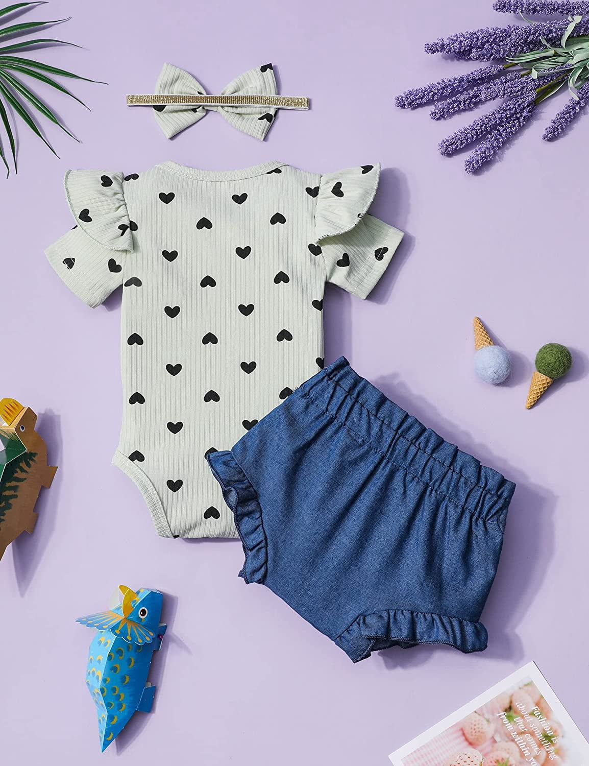 Baby Girl Clothes, Baby Clothes for Girls Short Sleeve Tops Summer Ruffle Shorts Set Infant Girl Clothes3-6Months