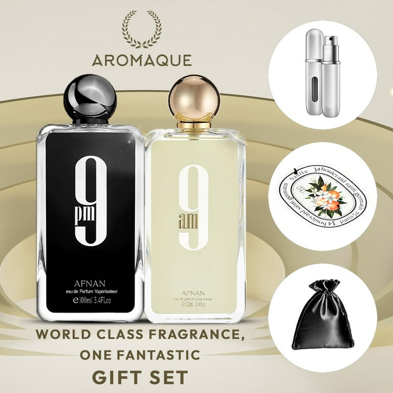 Aromaque Afnan 9AM & 9PM Cologne for Men, 3.4oz Bundle | 9PM