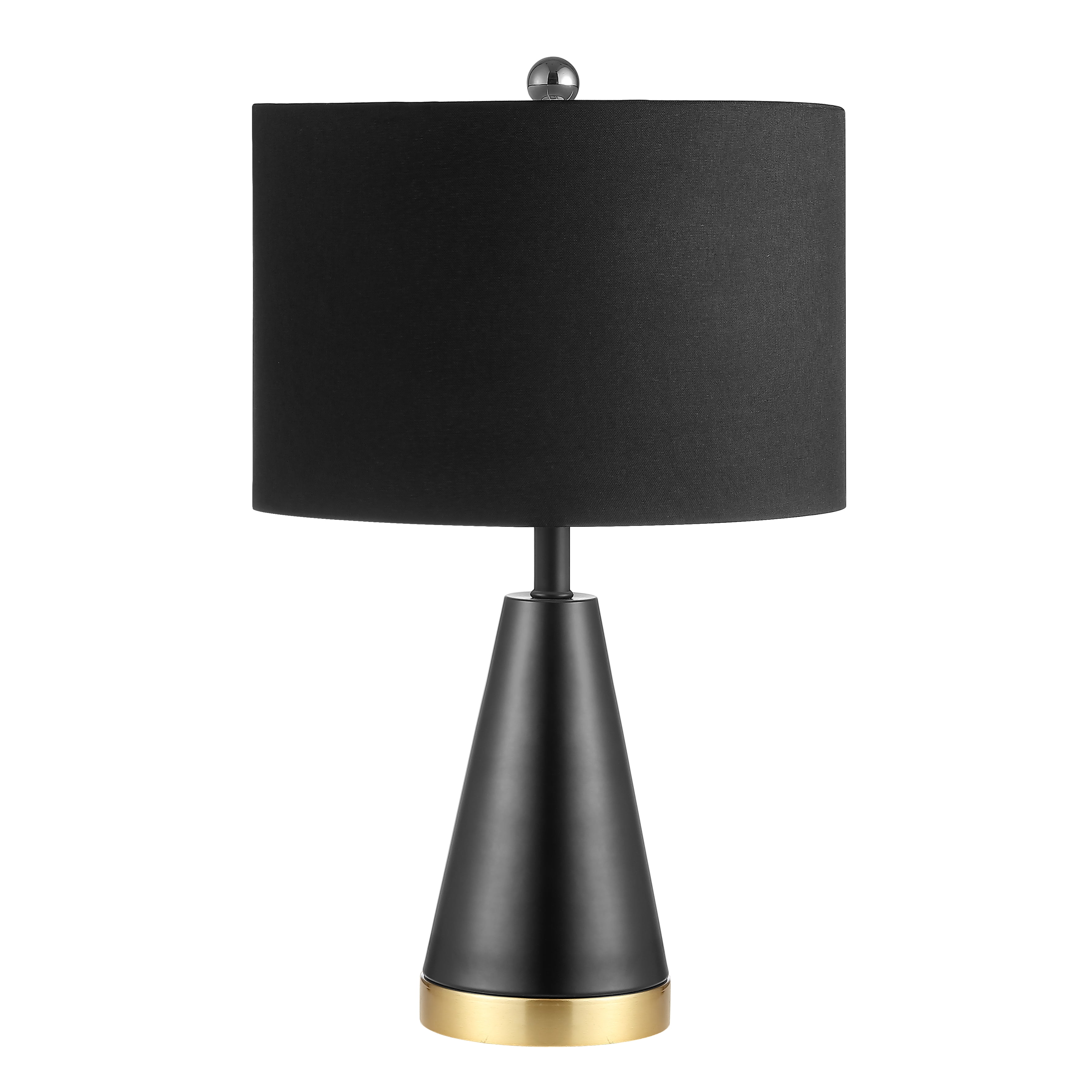 SAFAVIEH Penla 20 in. H Mid-Century Cone Table Lamp, Black/Brass Gold