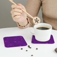 thumbnail image 3 of Leather Coasters with Heat-resistant for Drinks, Purple Glitter Sparkles Cup Coasters Cup Pad Mat for Tabletop Protection, Coffee Table, Office Desk and Housewarming Gift, 3 of 5