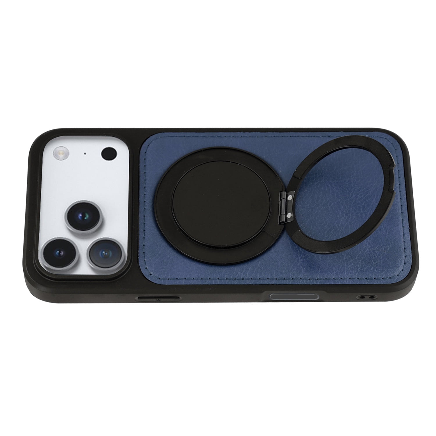 Sturdy Slim Leather Cover with Wireless Charging Kickstand for iPhone 17 Pro Max - Blue