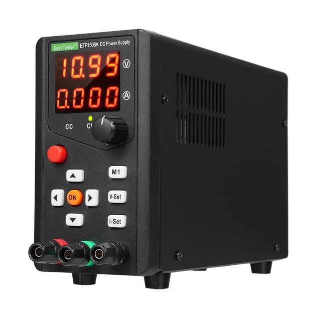 East Tester Adjustable 90W DC Power Supply ETP1506A, 15V 6A Single Channel with Encoder Control, LED Display, Remote Operation, Lab Power Supply in Black - US/EU/UK Plug Options Available