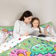 thumbnail image 4 of Castle Fairy Baseball Print King Bedding 7pcs, Ice Cream Drip King Bed in a Bag, Green Pink Blue, 4 of 7