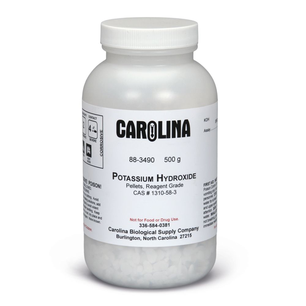 Potassium Hydroxide, Pellets, Reagent Grade, 500 G
