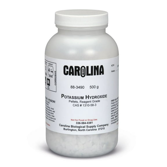 Potassium Hydroxide, Pellets, Reagent Grade, 500 G