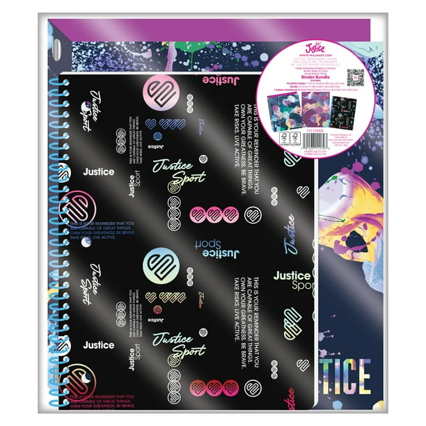 Justice J Sport Binder Bundle, 1" Binder, Notebook, Paper Pocket Folder