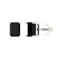 thumbnail image 2 of 1.32 Ct Emerald Cut Studs Black Natural Onyx 18K White Solid Solid Gold Everyday Dainty Earrings Screw Back, 2 of 7
