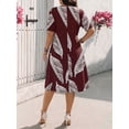 thumbnail image 2 of Mengpipi Women's Dresses Summer Short Sleeve Round Neck Pocketed Loose Leaf Print Casual Gown 1X-5X, 2 of 9