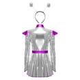 thumbnail image 4 of Aislor Women's Alien Cosplay Dress with Hair Hoop Astronaut Long Sleeve Shiny A-line Halloween Silver M, 4 of 7