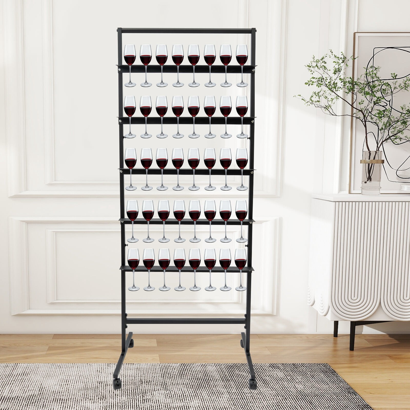5-Tier Metal Champagne Flutes Display Stand, Champagne Wine Glass Holder for Wedding Occasions, Parties