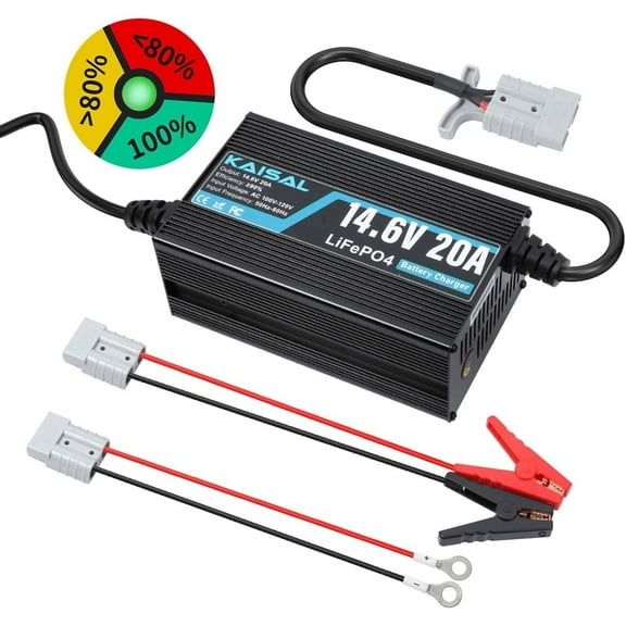 Lithium Battery Charger 14.6V 20A LiFePO4 Battery Charger for LiFePO4 Lithium Deep Cycle Rechargeable Battery