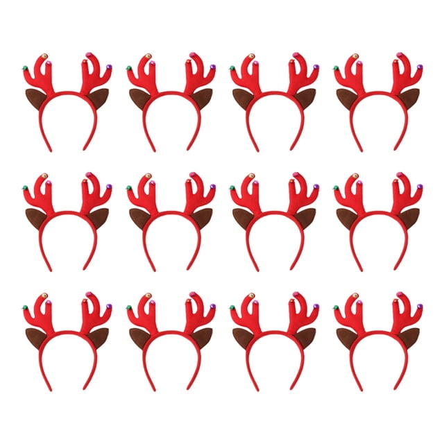 Qarigey 12 Uds. De diademas navideñas para mujer, clásicas astas de reno, Santa, árbol de Navidad, hebilla para el pelo, diadema encantadora, Accesorio para el cabello astas rojas Qarigey AP013012-03