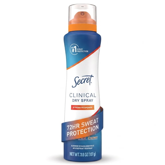 Secret Antiperspirant & Deodorant for Women, Clinical Strength Dry Spray, Stress Response Scent, 3.8oz
