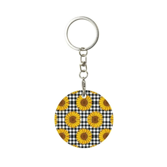 Naloa Sunflowers Print Round Keychain Keychain Key Ring, Key Tag, Key Chain Bulk for Gift Accessories (Round)