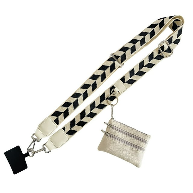 CUITING Clip and Go Phone Strap with Zipper Pouch Crossbody Adjustable Chain Lanyard with PU Leather Wallet for All Phones
