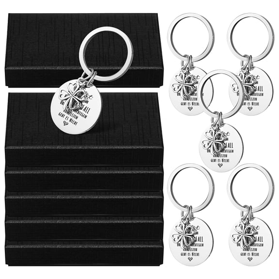 Masteelf  6 Pcs Stainless Steel Keychain Card Holder Lanyard Man Miss