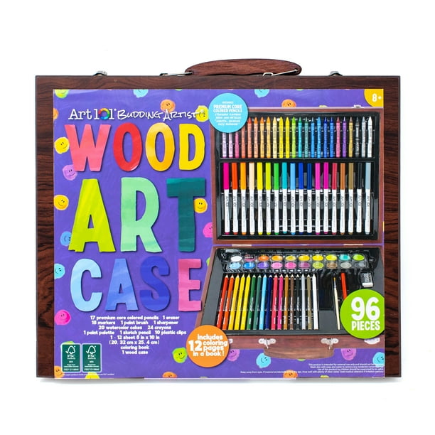 Art 101 Budding Artist Multifunctional Set in Wood Art Case with 96
