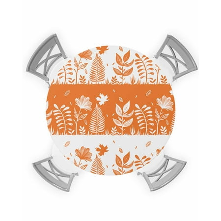 

Round Tablecloth with Elastic Fall Plants Flowers Leaves Grass Natural Style Orange Waterproof Stain-proof Table Cover Wipeable Fitted Table Cloths for 36 -44 Round Tables Dining Kitchen