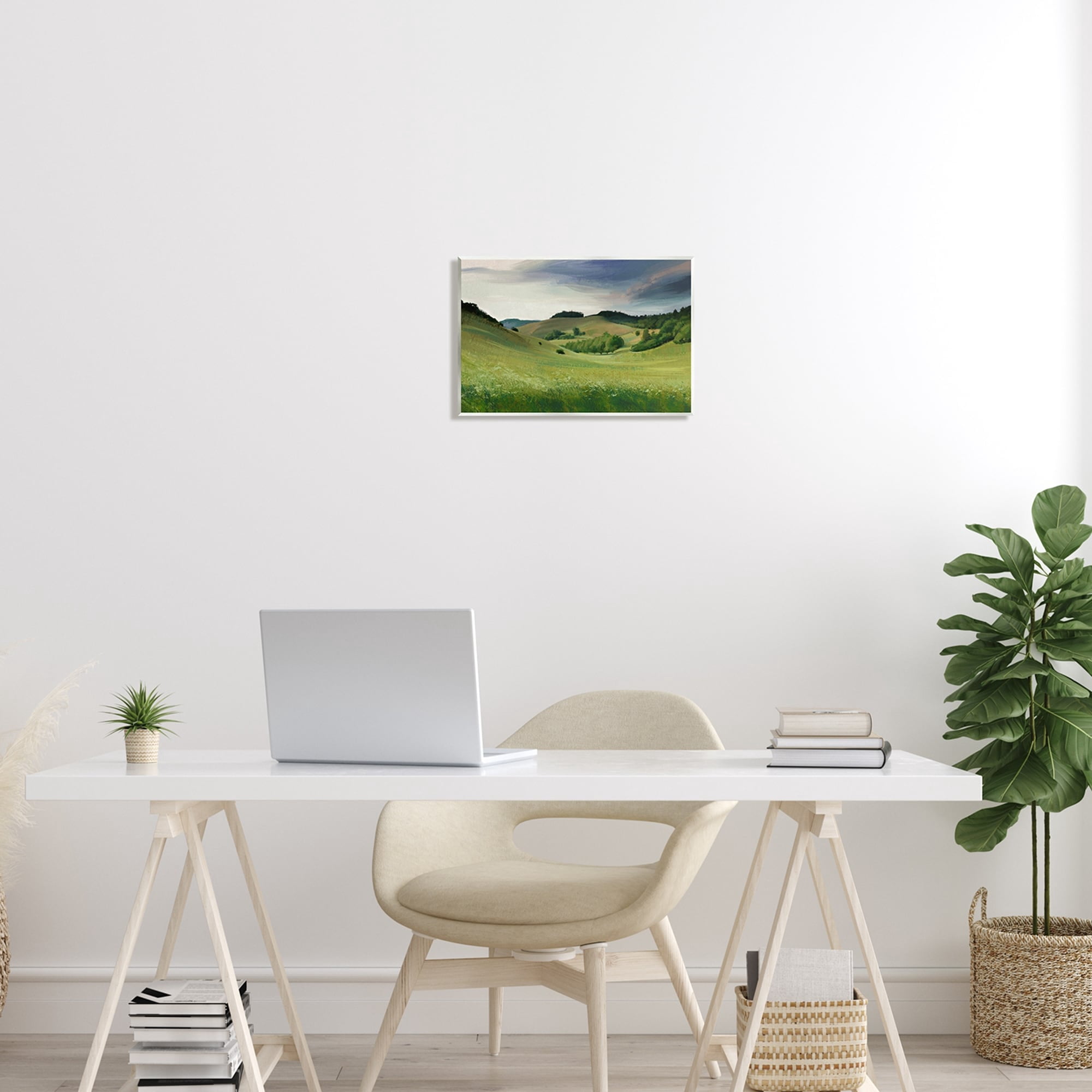 Stupell Industries Rolling Country Hills Green Rural Meadow Fields Painting Unframed Art Print Wall Art, Design by Ziwei Li