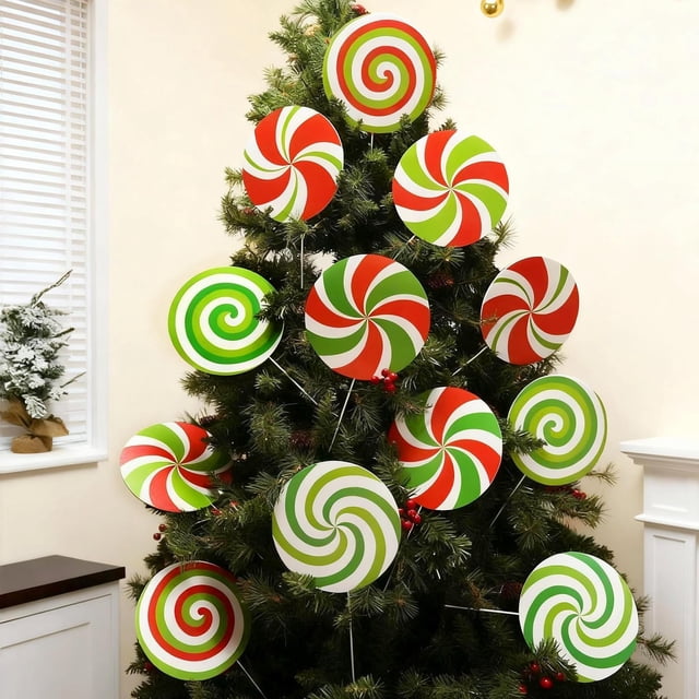 Adornos Navideños de Caramelo VABAMNA 12 Piezas Lollipop de Menta