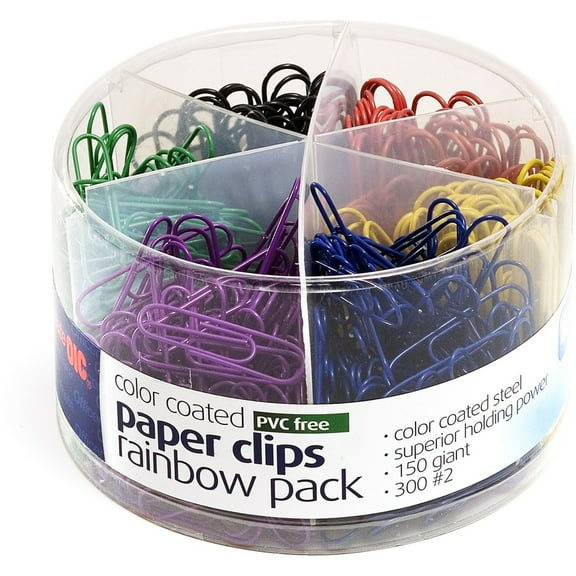 Officemate Coated Paper Clips Tub - 450 / Pack - Assorted | Bundle of 5 Packs