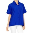 thumbnail image 6 of HAPPY BAY Women's Casual Hawaiian Shirt Summer Blouse Short Sleeve Button Down Dress Tops Tee Shirts Blouses for Women M Solid, Royal Blue, 6 of 6